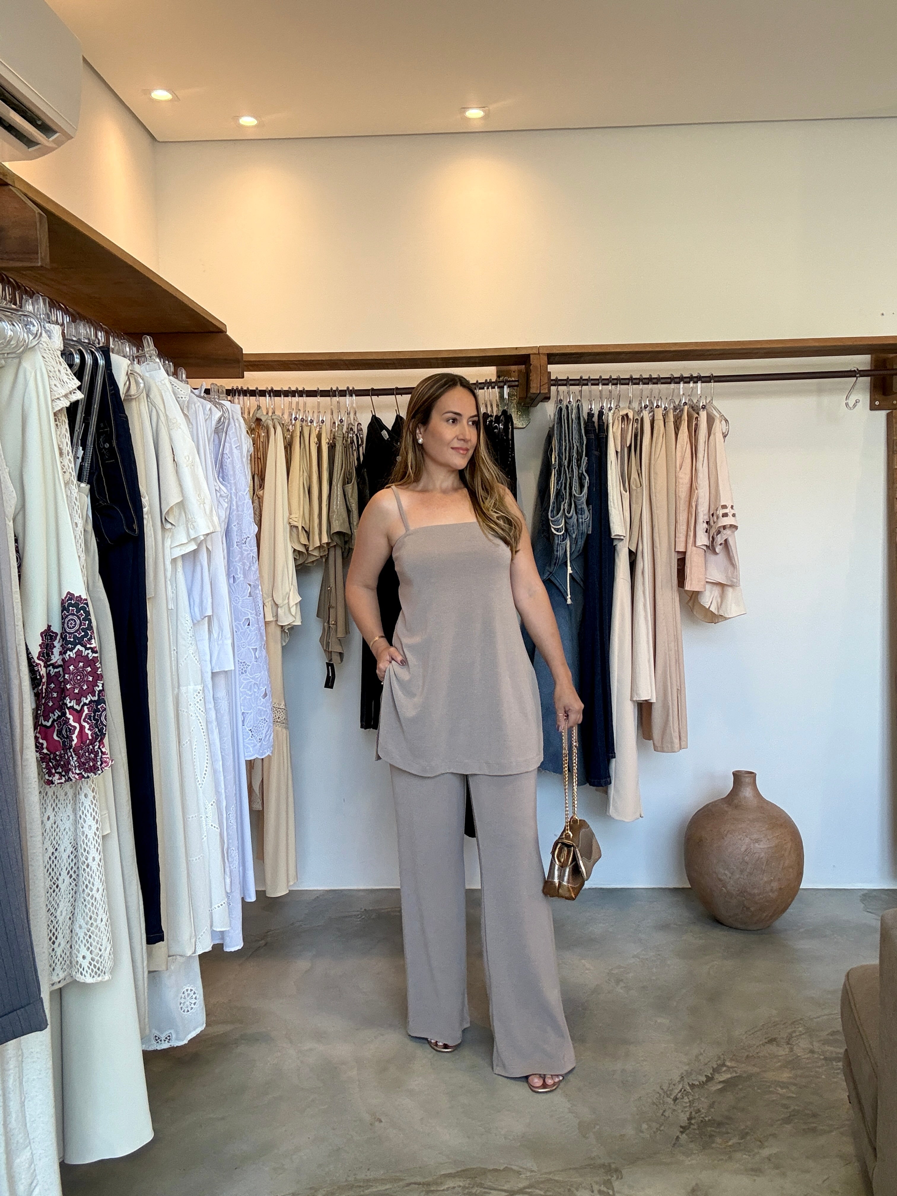 Conjunto Cinza Tricô Essential