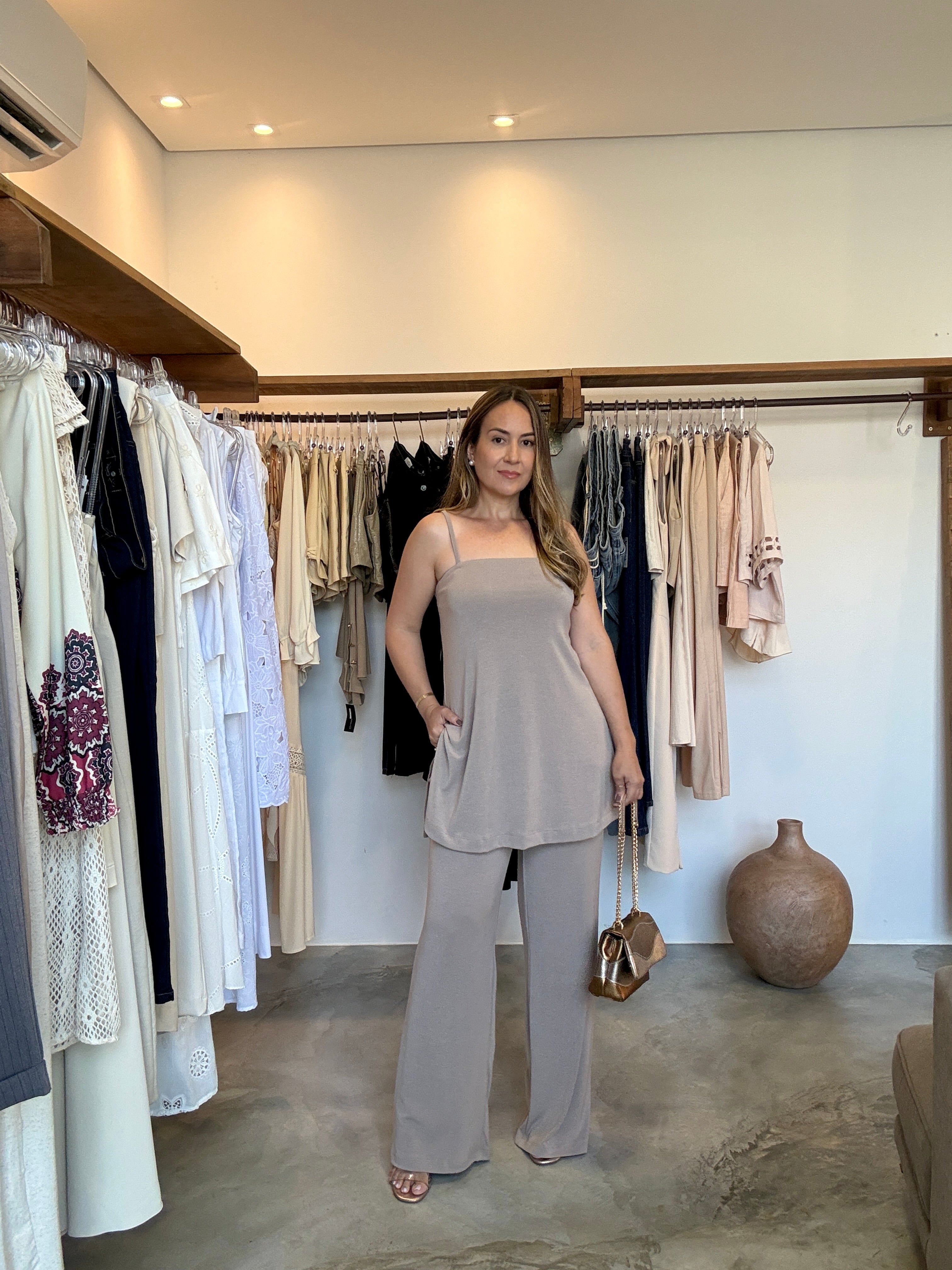 Conjunto Cinza Tricô Essential